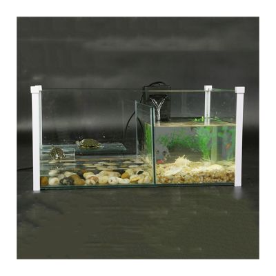 XUJUAN-0227 Fish Tank Aquarium with Divider for Turtles and Fish, Breeding Tank, Transparent Glass, Square Aquarium Set