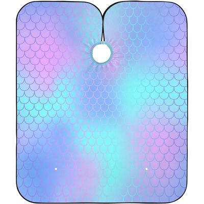 Pink and Blue Fish Scale Hairdressing Cape, Waterproof, Adjustable, 140 x 168 cm