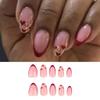 XAGMODSHN Short Almond Press-On Nails with Heart French Tips, Glitter Finish, 24 Pieces view 2