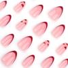 XAGMODSHN Short Almond Press-On Nails with Heart French Tips, Glitter Finish, 24 Pieces view 4