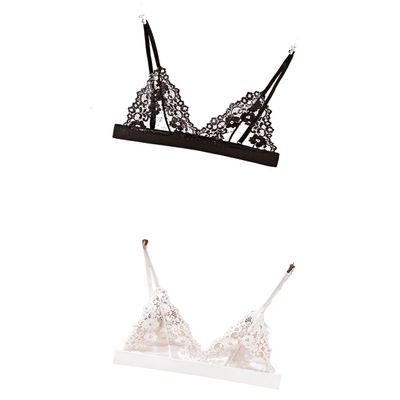 Women's Sheer Floral Lace Bralette, Wire-Free Triangle Bra