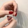 Christmas Almond Press-On Nails, Full-Coverage Glossy Acrylic Nails view 1