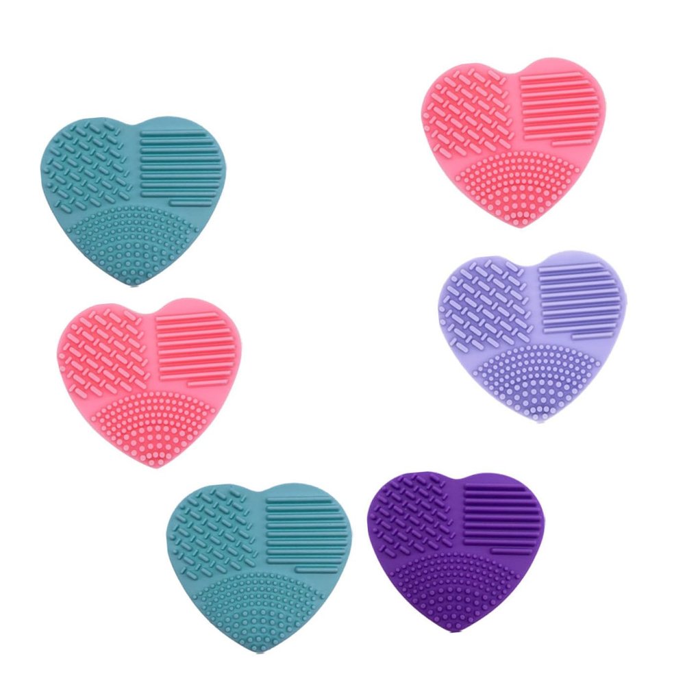 FRCOLOR 6-Piece Heart-Shaped Silicone Makeup Brush Cleaning Pads
