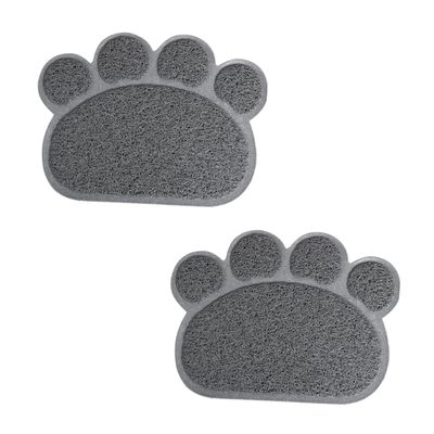 Supvox 2-Piece PVC Cat Feeding Mats, Gray