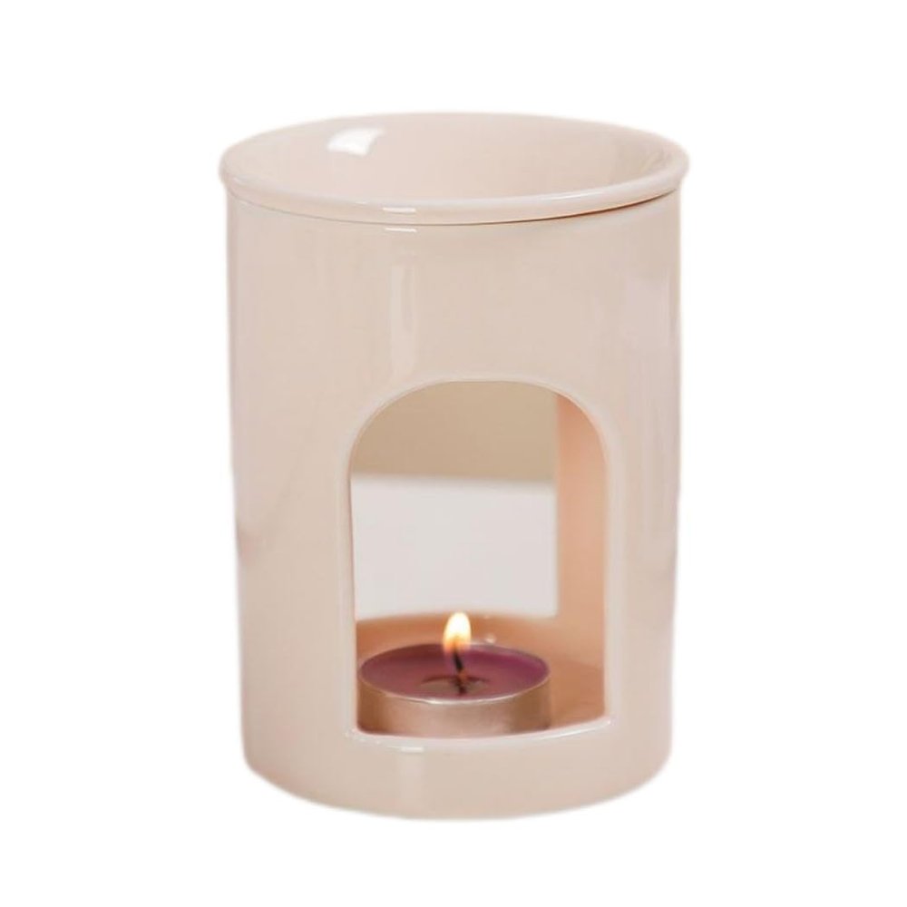 Warmself Ceramic Aromatherapy Lamp Tealight Holder, Wax Melter, Minimalist Yellow