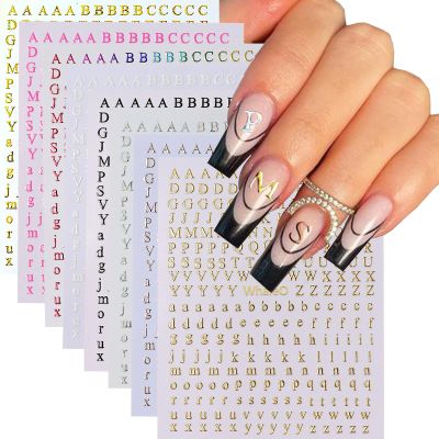 WhaleO Letter Nail Stickers, 9 Sheets
