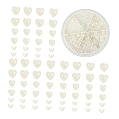 Heart-Shaped ABS Nail Art Decorations, 1 Box, White