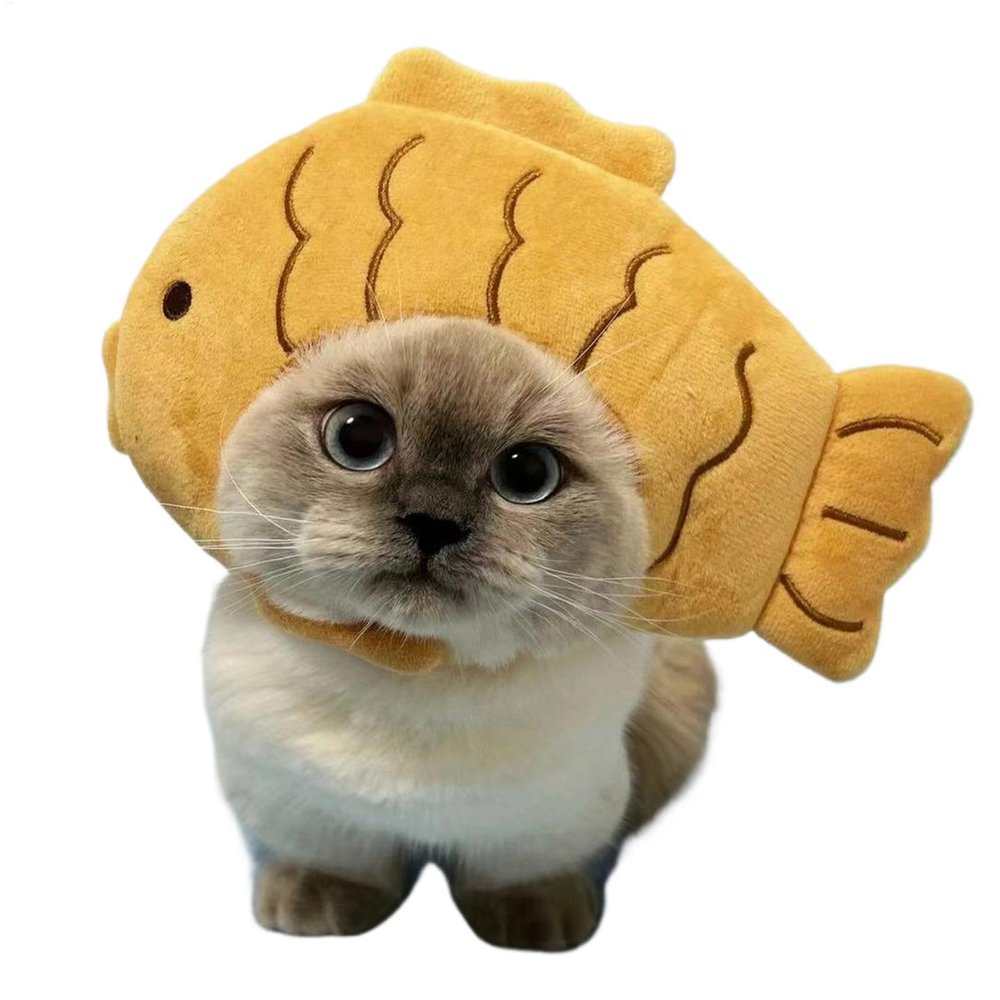 Cartoon Cat Hat - Cute Taiyaki Pet Costume for Cats