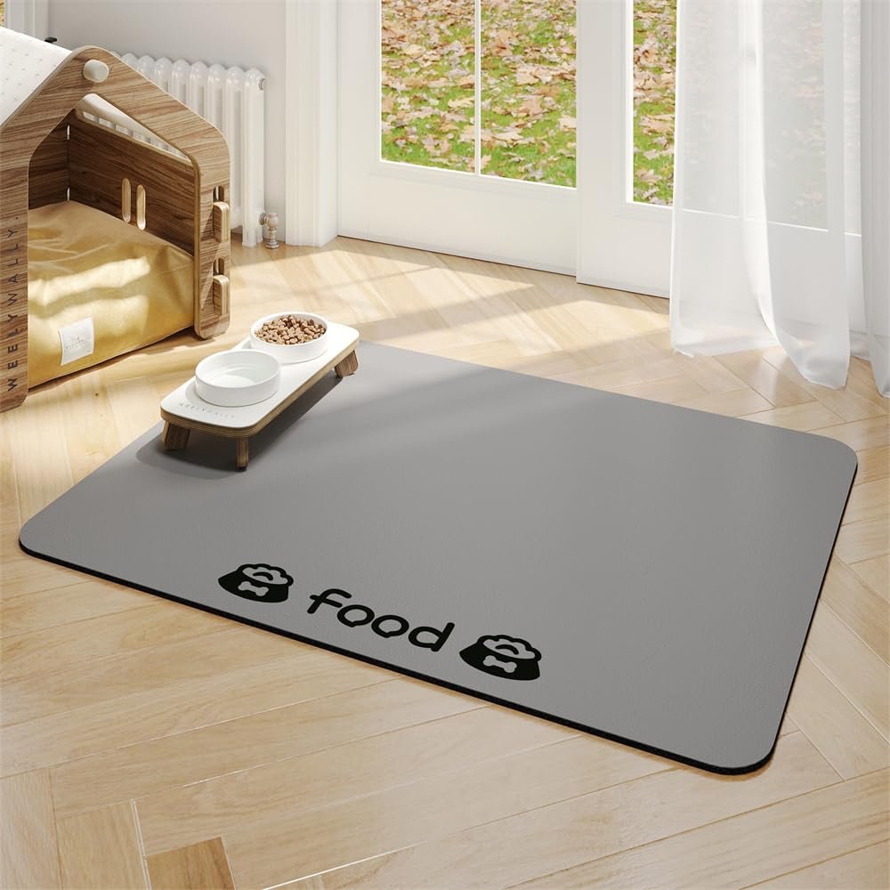 Surwin Pet Feeding Mat for Dogs and Cats, Light Gray, 35 x 50 cm