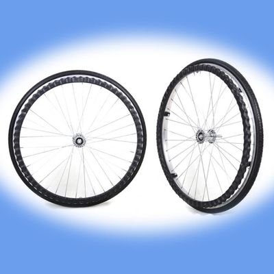 Wheelchair Replacement Parts – Solid Puncture-Proof Rear Wheels with Bearings and Handrim, 24 × 1 3/8, Black, 12 mm Bearing (Color: X2, Size: 22 in/55 cm)