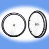 Wheelchair Replacement Parts – Solid Puncture-Proof Rear Wheels with Bearings and Handrim, 24 × 1 3/8, Black, 12 mm Bearing (Color: X2, Size: 22 in/55 cm) view 1