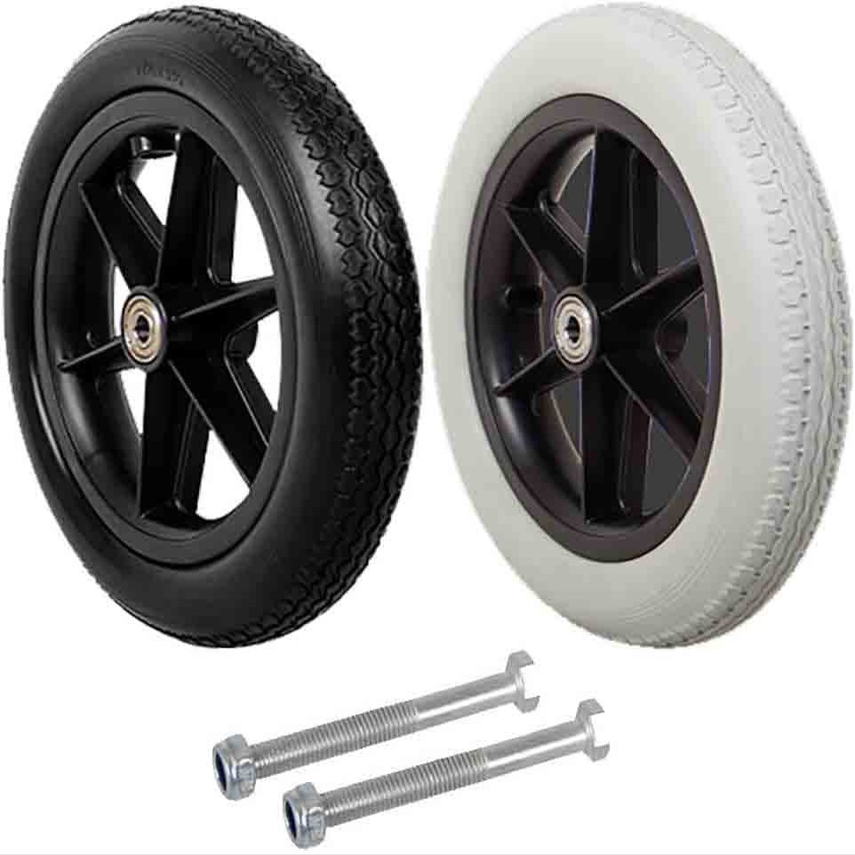 SXTYFBB Manual Wheelchair Replacement Rear Wheel, Solid Tire, 12 in (30 cm), Color A