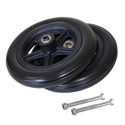 SXTYFBB 2-Pack Wheelchair Front Caster Wheels, 6/7/8-Inch PU Solid Wheels with 5/16-Inch Bearings