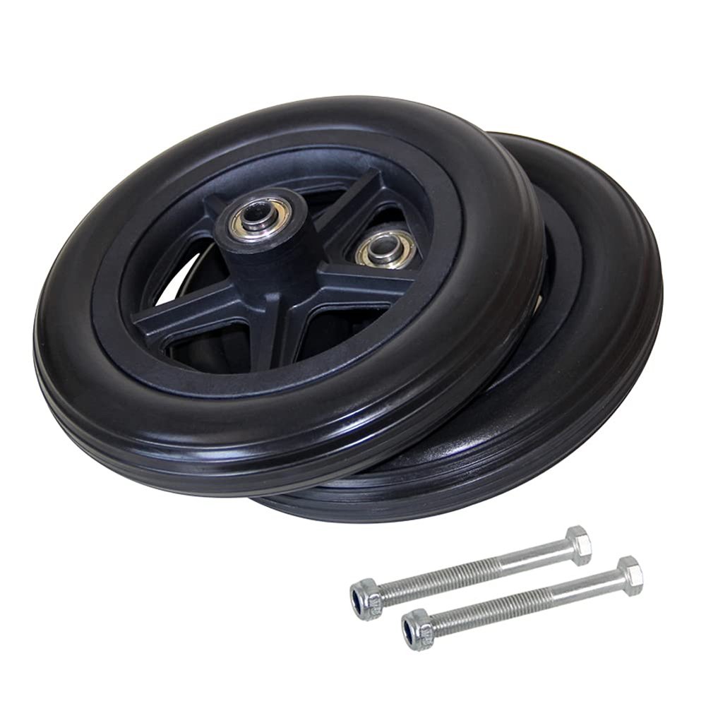 SXTYFBB 2-Pack Wheelchair Front Caster Wheels, 6/7/8-Inch PU Solid Wheels with 5/16-Inch Bearings
