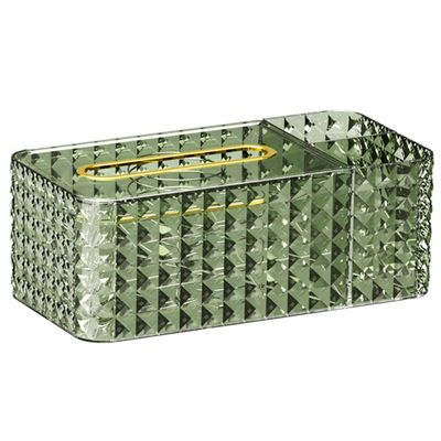 Multifunctional Green Tissue Box with Gold Rim for the Living Room