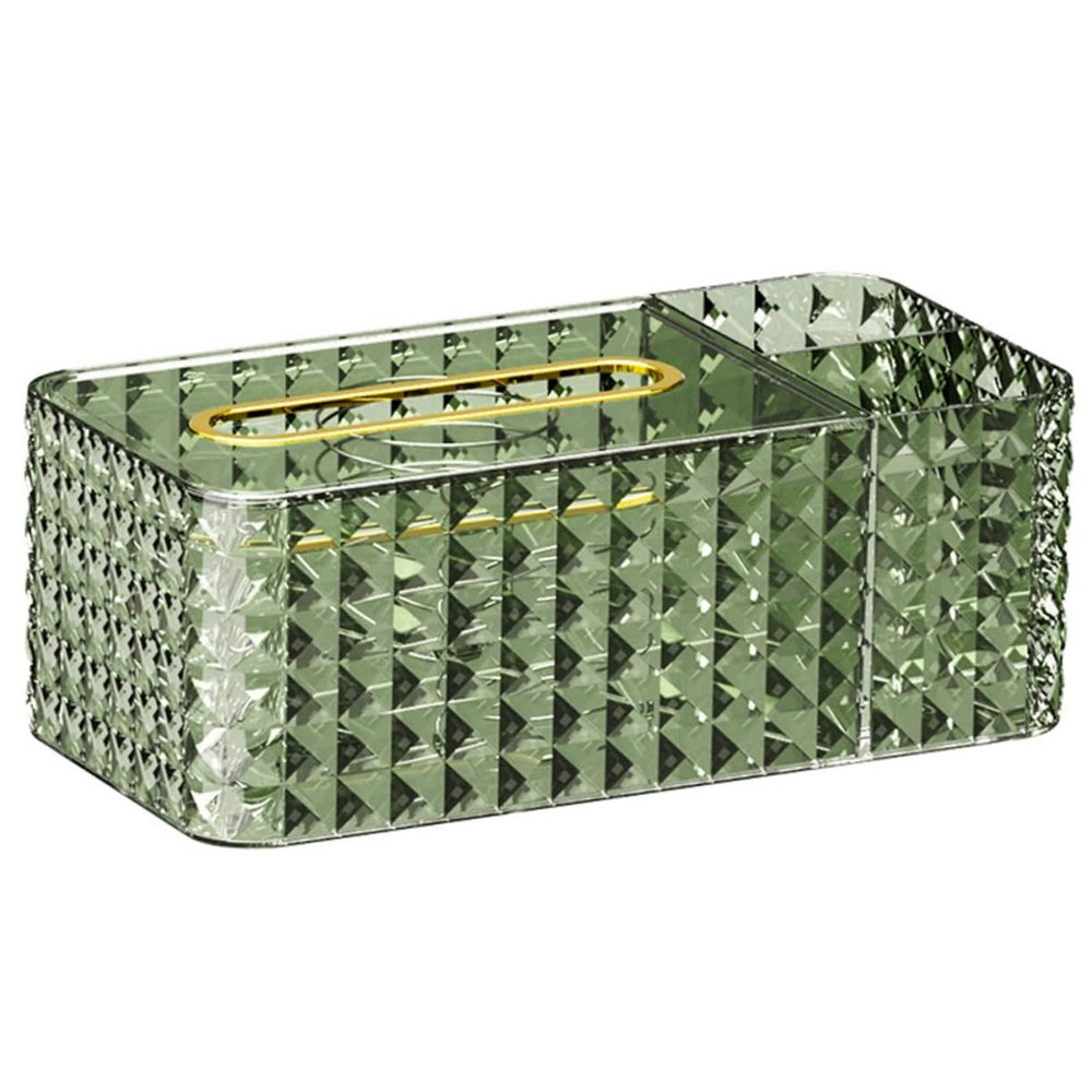 Multifunctional Green Tissue Box with Gold Rim for the Living Room