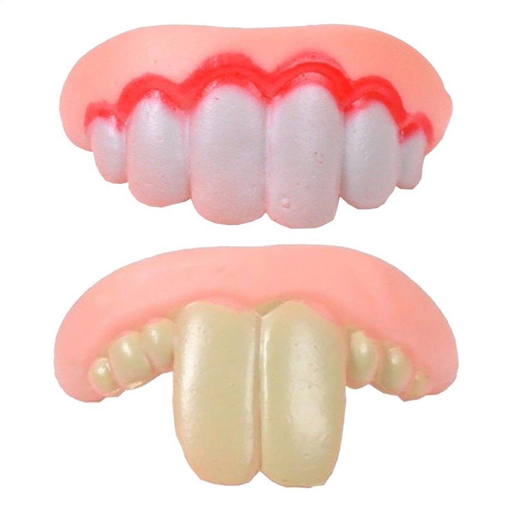 Dog Dentures, 2-Pack Novelty Fake Teeth Chew Toys