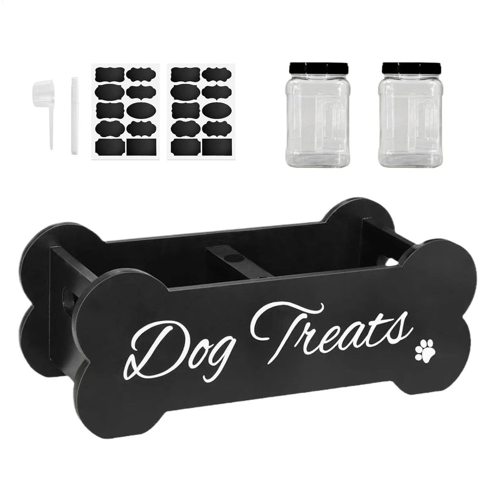 Airtight Dog Treat Container Set, Wooden Dog Food Containers