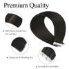 Clip-In Human Hair Extensions, 20 Pieces, 50 g, Long Straight Tape-In, Natural Black Remy Hair view 2