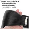 Clip-In Human Hair Extensions, 20 Pieces, 50 g, Long Straight Tape-In, Natural Black Remy Hair view 3