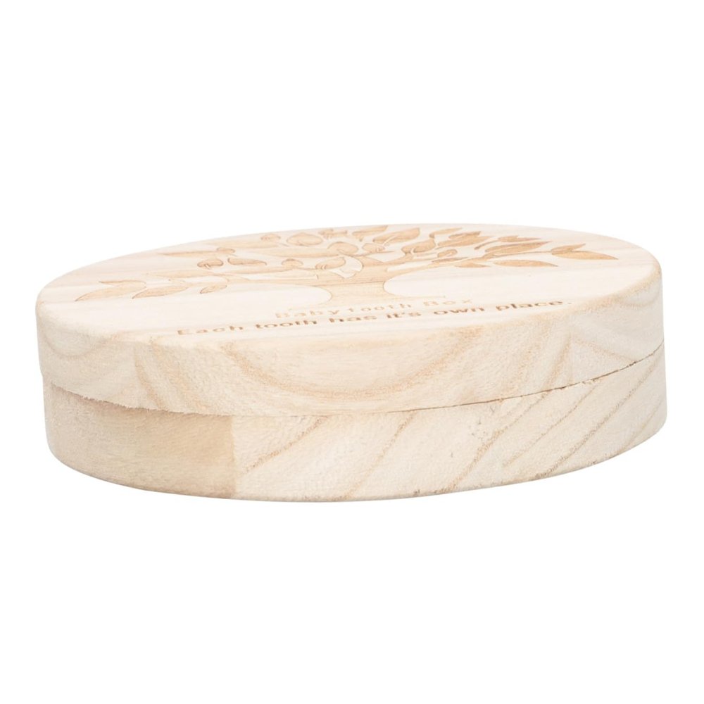 Abaodam Round Wooden Baby Tooth Keepsake Box for Babies and Children, for Storing Baby Teeth and Fetal Hair