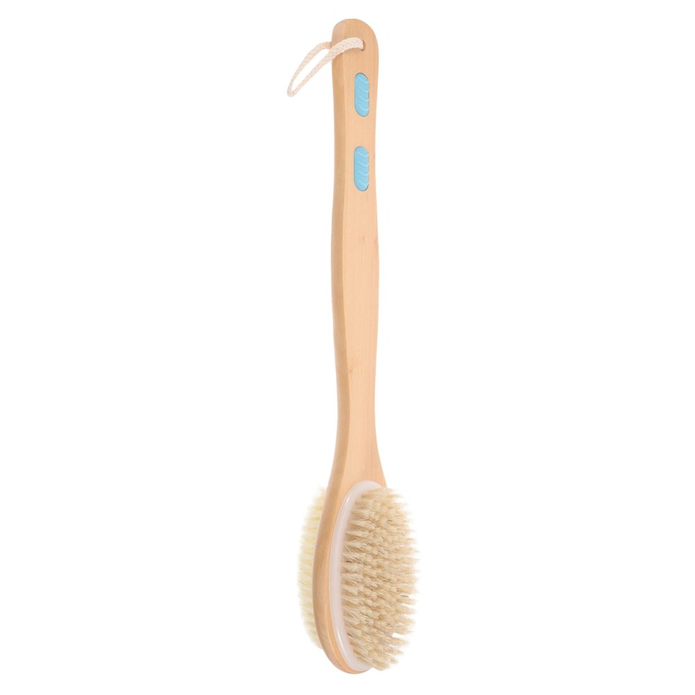 Long-Handle Massage Brush, Beige, for Shower