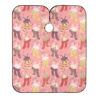 Pink Cat Music Note Hairdressing Cape, Adjustable and Washable, 140 x 168 cm
