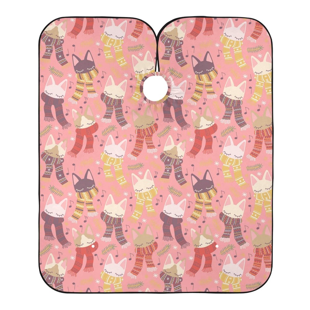 Pink Cat Music Note Hairdressing Cape, Adjustable and Washable, 140 x 168 cm
