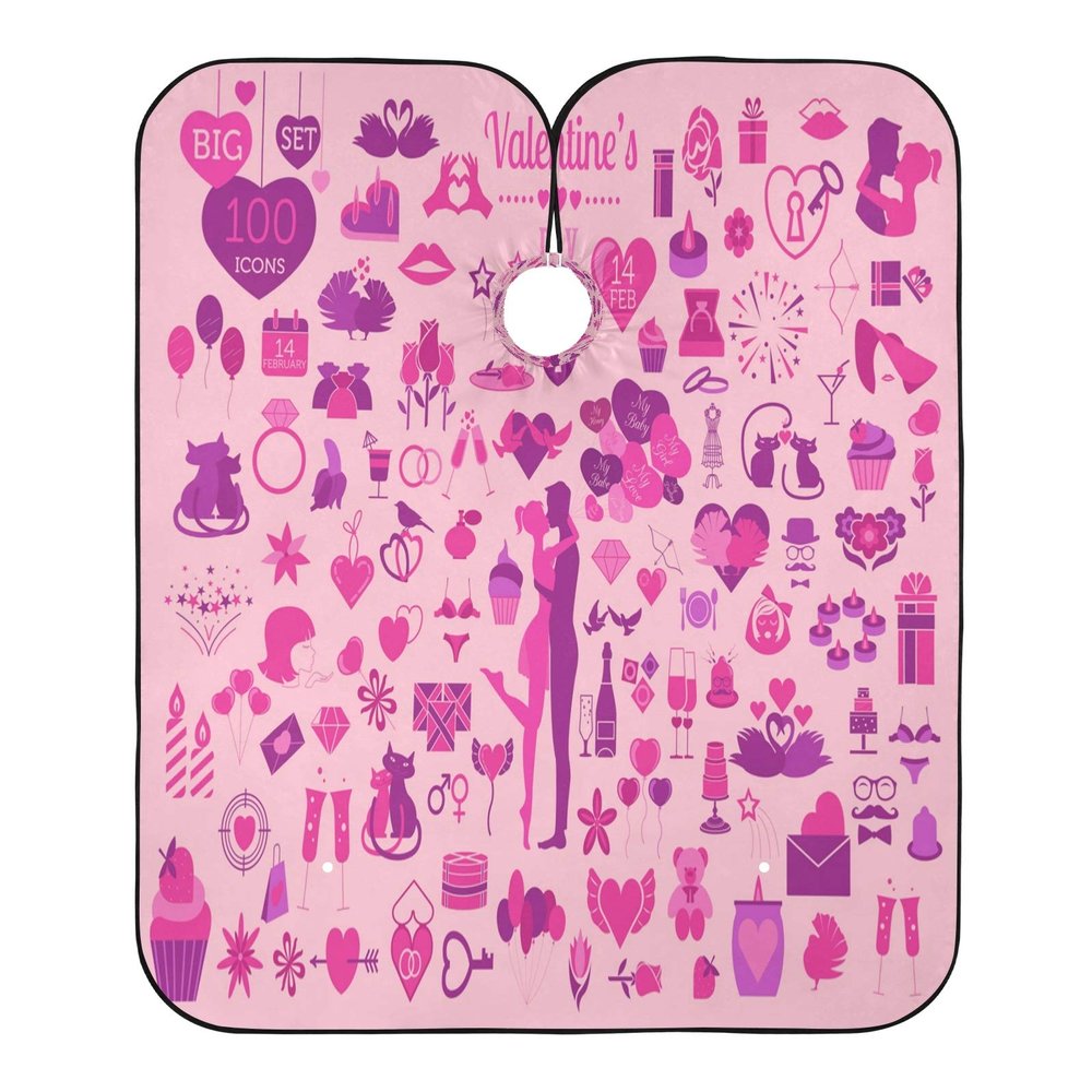 Romantic Icon Valentine's Day Adjustable Hairdressing Cape, Waterproof Salon Cape, 140 x 168 cm