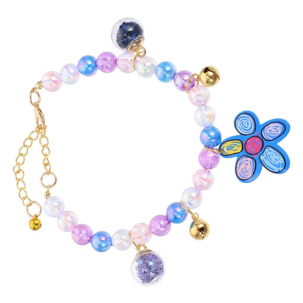 BESPORTBLE Adjustable Blue Beaded Pet Collar for Dogs and Cats