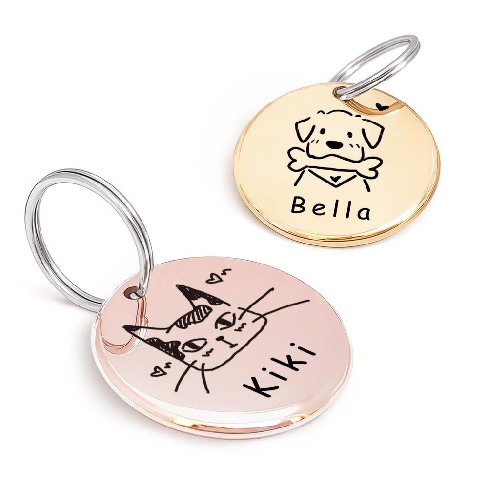 Original Portrait Design Pet Tag - Stainless Steel
