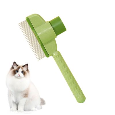 Cat Deshedding Rake Comb with Ergonomic Handle and Click-Cleaning