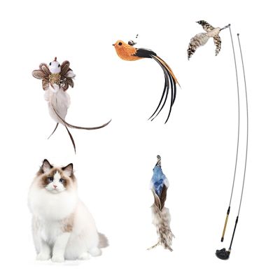Cat Teaser Toy Set, Retractable Feather Toy, 7-Piece