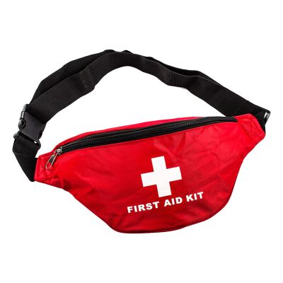 Red First Aid Waist Bag with Belt, Nylon, Water-Resistant