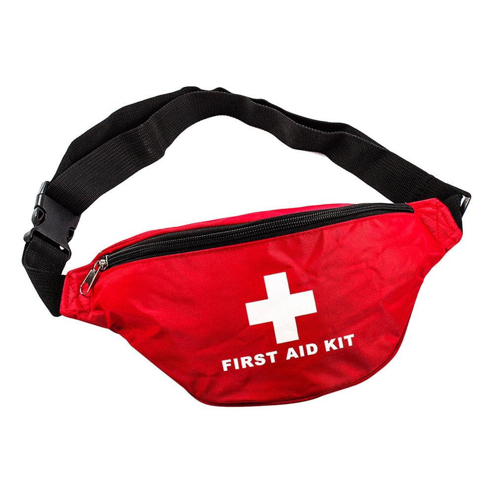 Red First Aid Waist Bag with Belt, Nylon, Water-Resistant