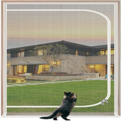 BANTASE Reinforced Cat-Resistant Screen Door, White, 100 x 210 cm