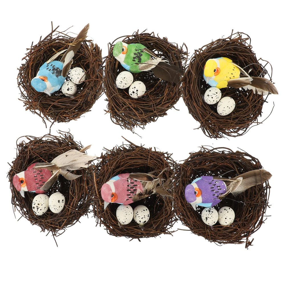 Kisangel Decorative Bird Nest Ornaments, 6-Piece Set