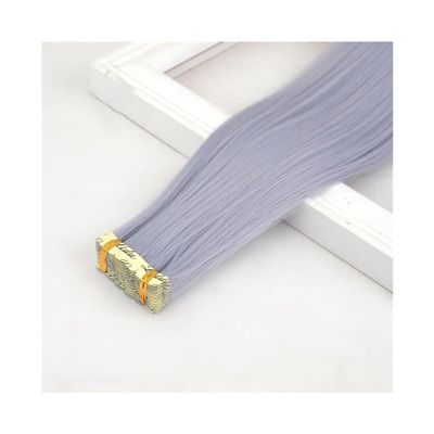 Synthetic Tape-In Hair Extensions for Straight Hair, Blue Gray, 10-Piece Pack