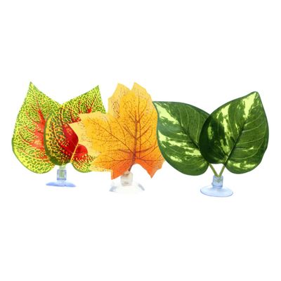 Kisangel 3-Piece Plastic Betta Fish Leaf Hammock Set with Suction Cups