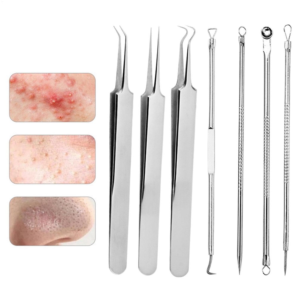 7-Piece Blackhead Remover Set, Stainless Steel Tools