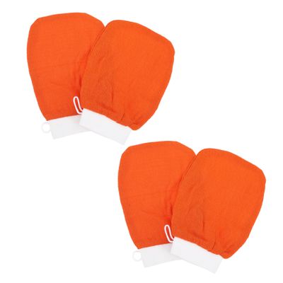 Viscose Bath Gloves, 4-Pack, Orange, for Legs and Arms