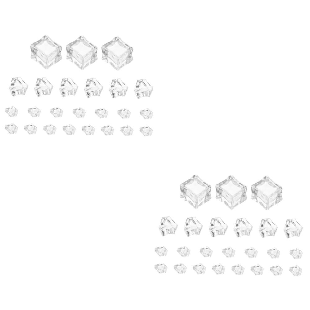TOPBATHY 2 Sets Simulated Crushed Ice Cubes, Transparent Acrylic Ice Blocks, 48 Pieces Each