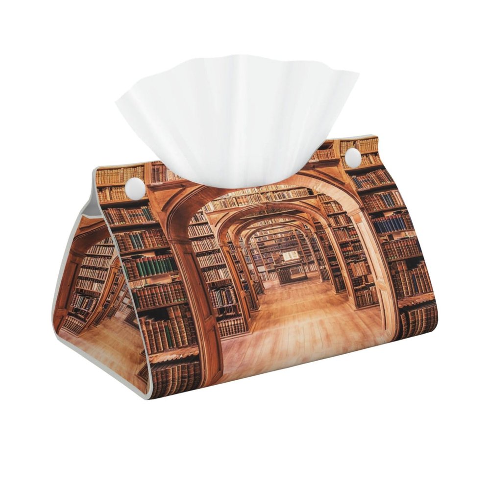 Printed Bookshelf Design Long Tissue Box Cover