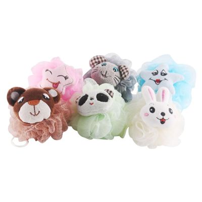 Cartoon Flat Shower Ball Plush Nylon Mesh Pouf