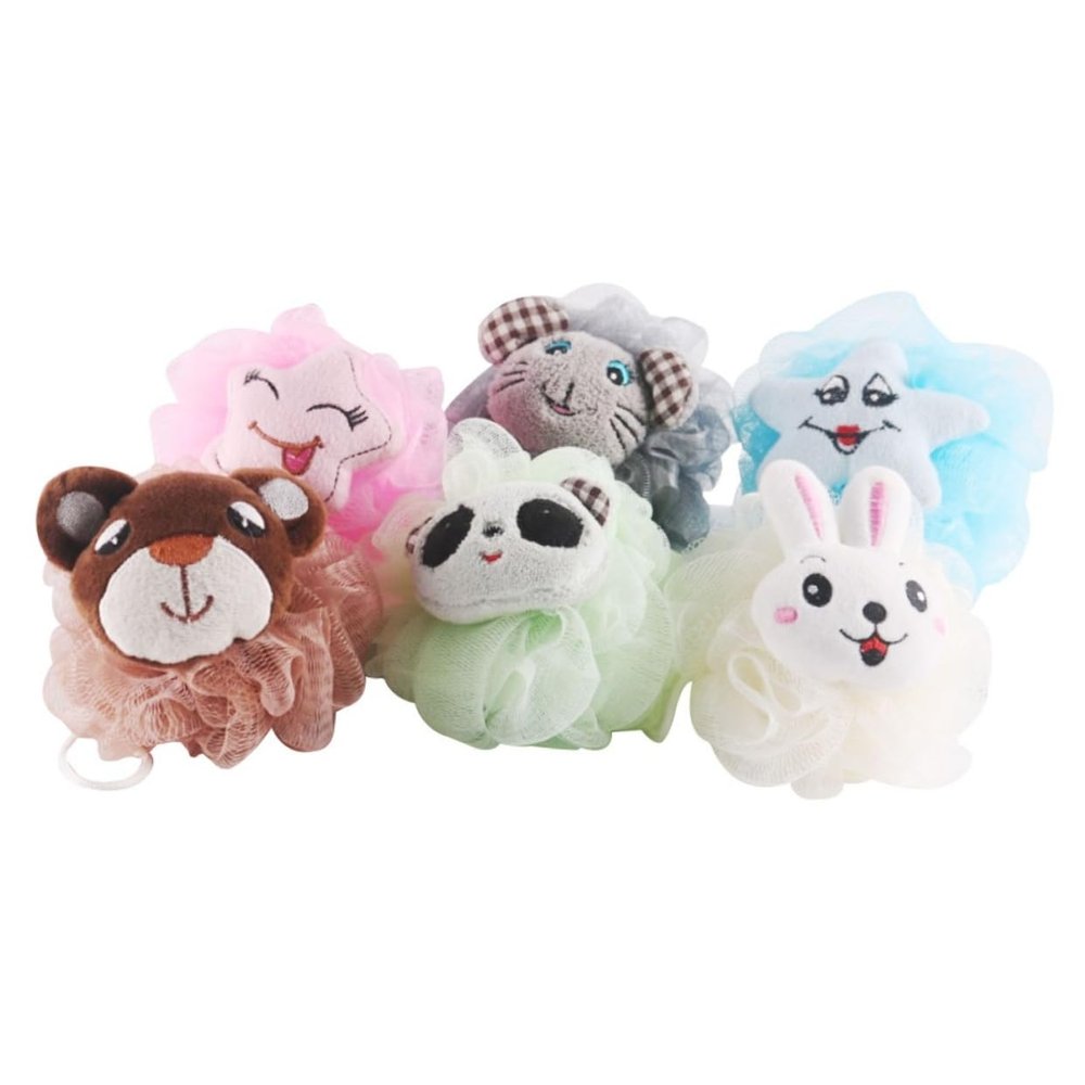 Cartoon Flat Shower Ball Plush Nylon Mesh Pouf