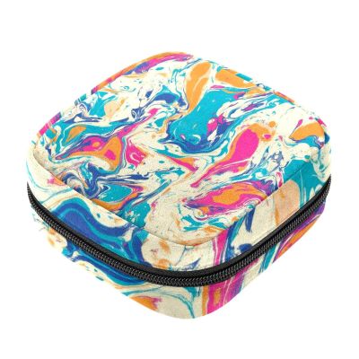 Colorful Marble-Texture Menstrual Product Storage Bag with Zipper