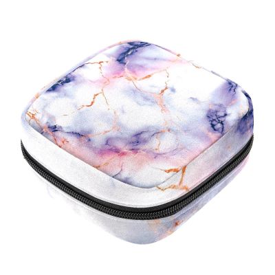Marble-Texture Period Pad Storage Pouch with Zipper