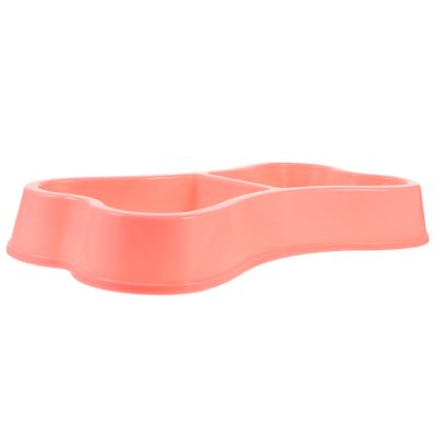 Bone-Shaped Double Bowl for Cats, Red, Plastic