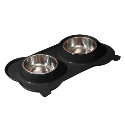 Removable Double Dog Food and Water Bowl for Small and Medium Dogs