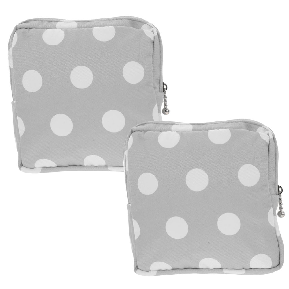 MOLUCKFU 2-Piece Portable Period Storage Pouches for Women, Reusable Zippered Hygiene Organizers with Polka Dots